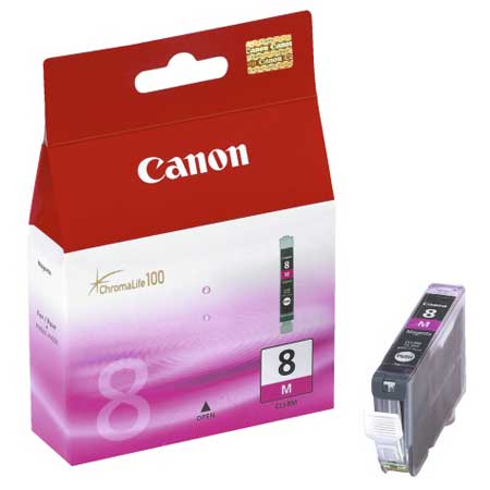 Køb Canon CLI 8 M med chip. Magenta blækpatron, Original - Pris 146.00 kr.