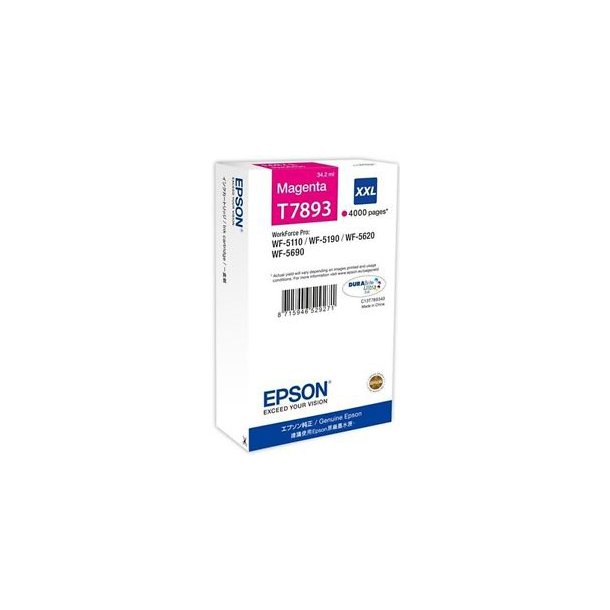 Epson T7893 XXL M blkpatron - Original - Magenta 4000 sider