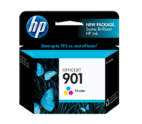 Køb HP 901 C (CC656AE) med chip, 3 farve blækpatron, Original, 9 ml - Pris 312.00 kr.