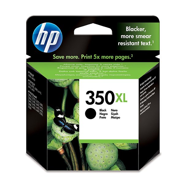 HP 350 XL BK (CB336EE) med chip, svart bl&auml;ckpatron, Original, 25 ml