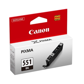 Køb Canon CLI 551 BK, med chip. sort blækpatron, Original, 7ml - Pris 129.00 kr.