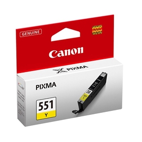 Køb Canon CLI 551 Y, med chip. gul blækpatron, Original, 7ml - Pris 129.00 kr.