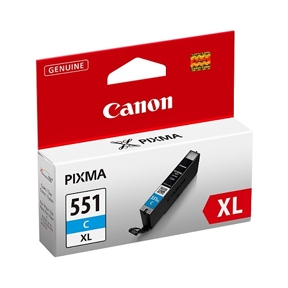 Køb Canon CLI 551 XL C, med chip. cyan blækpatron, Original, 11ml - Pris 179.00 kr.