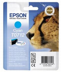 Køb Epson T0712 C - C13T07124012 Original - Cyan 5,5 ml - Pris 129.00 kr.