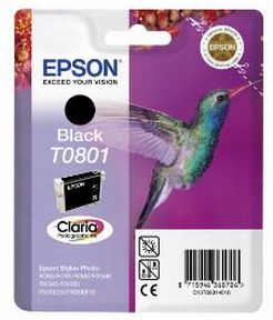 Epson T0801 BK (C13T08014011), Sort Blækpatron, Original