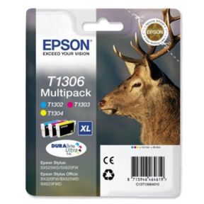 Køb Epson T1306 XL combo pack 3 stk  blækpatron - Original - C/M/Y 30 ml - Pris 559.00 kr.