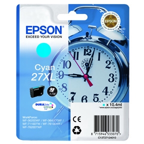 Køb Epson 27XL T2712 C - C13T27124012 Original - Cyan 10,4 ml - Pris 299.00 kr.
