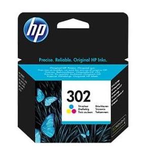 Køb HP 302 C (F6U65AE) med chip, farve blækpatron, Original 165 sider (4 ml) - Pris 229.00 kr.