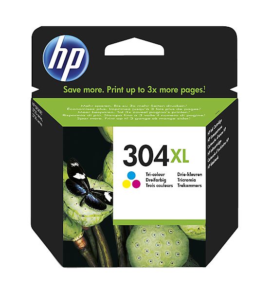 Køb HP 304 XL C (FN9K07AE) farve blækpatron, Original 300 sider (7 ml) - Pris 319.00 kr.