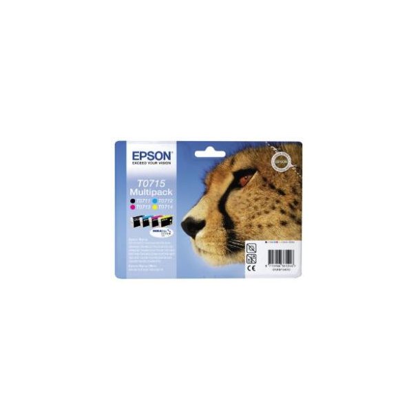 Epson T0715 combo pack 4 stk - C13T07154012 blekkpatron Original BK/C/M/Y 23,9 ml