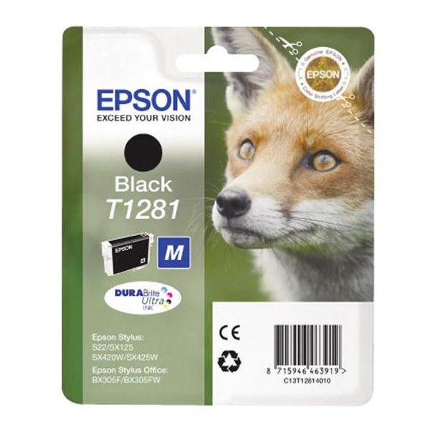 Epson T1281 BK (C13T12814012) Svart Bl&auml;ckpatron, Original 5,9ml