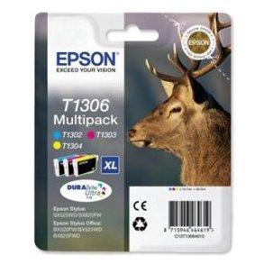 Epson bläckpatroner T1306 XL - C13T13064012, 3 st. multipack 30 ml, original