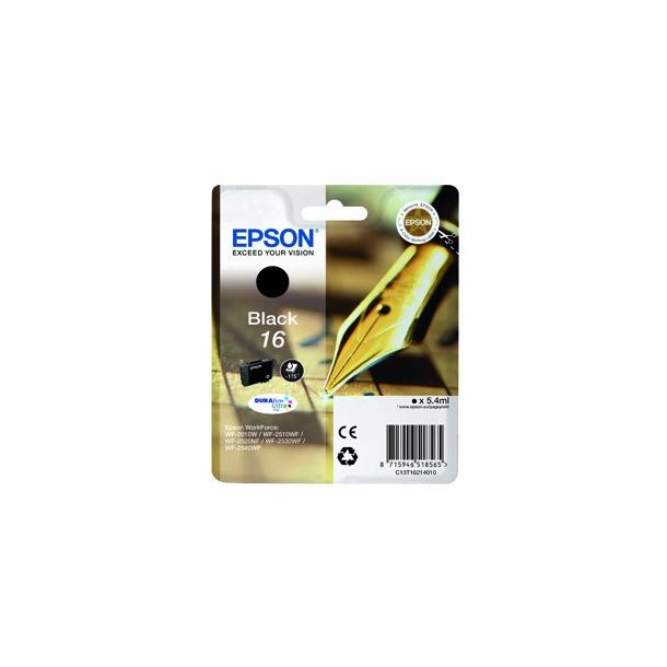 Epson T1621 BK (C13T16214012) Svart Bl&auml;ckpatron, Original