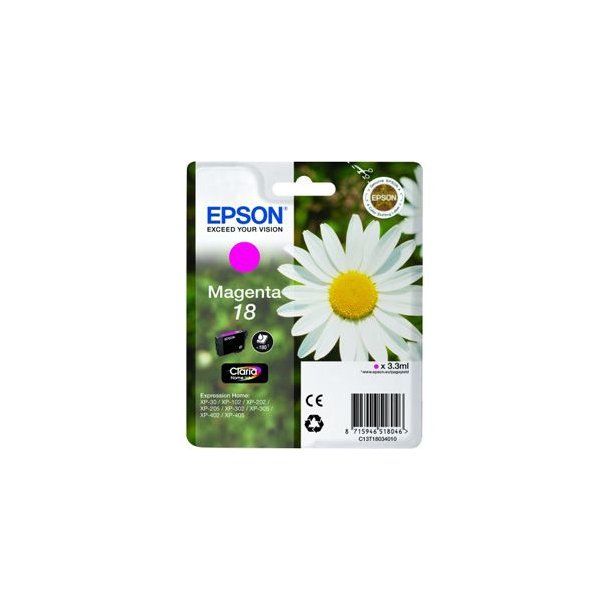 Epson T1803 M (C13T18034012) Magenta Blkpatron, Original 3,95ml