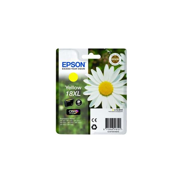 Epson T1814 Y (C13T18144012) Gul Bl&auml;ckpatron, Original 6,6ml