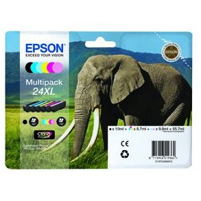 Epson 24 T2438 - C13T24384011 blkpatroner, 6 stk. sampak 55,7 ml, original