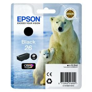 Epson blckpatron 26 T2601 - C13T26014012 svart 6,2 ml, original
