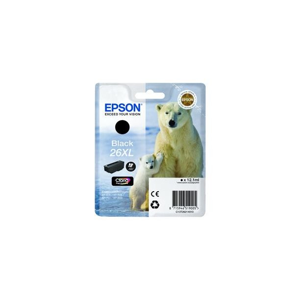 Epson 26XL T2621 BK C13T26214012 Original bl&auml;ckpatron -10 ml