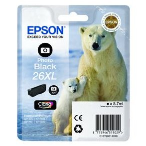 Epson blckpatron 26XL T2631 - C13T26314012 foto svart 8,7 ml, original
