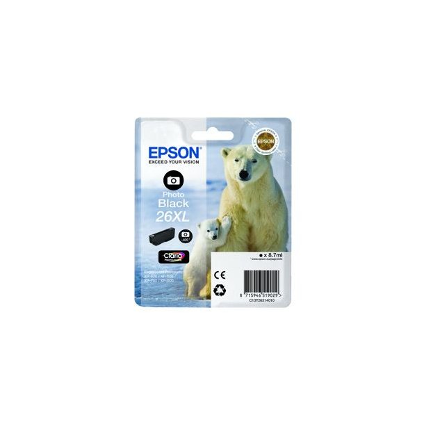 Epson 26XL T2631 PBK C13T26314012 Original bl&auml;ckpatron -8 ml