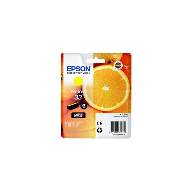 Epson 33 T3344 Y Ink Cartridge - C13T33444012 Original - Yellow 4,95 ml