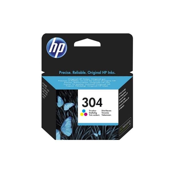 HP 304 C (FN9K05AE) farve blkpatron, Original 100 sider (4 ml)