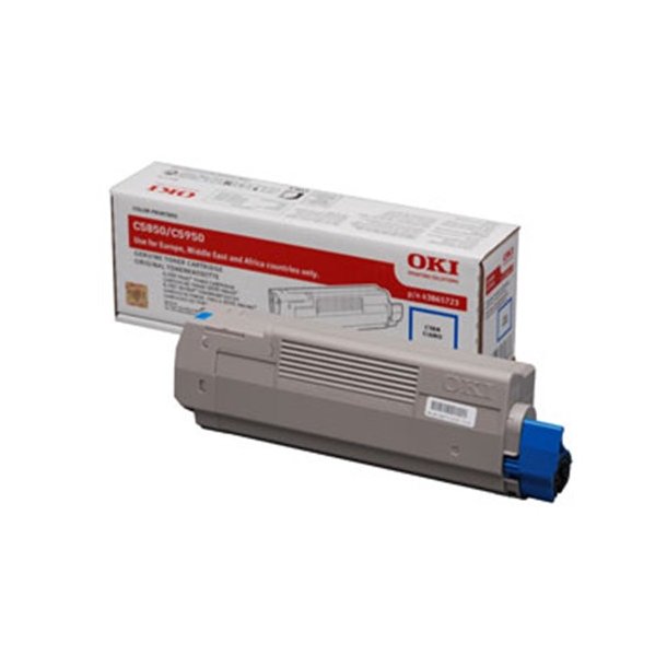 OKI C5850/5950/MC560 C (43865723) Lasertoner, cyan, Original 6000 print