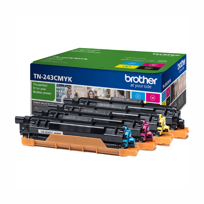 Brother TN 243 pack 4 toners 1 black + 3 colors for laser printer