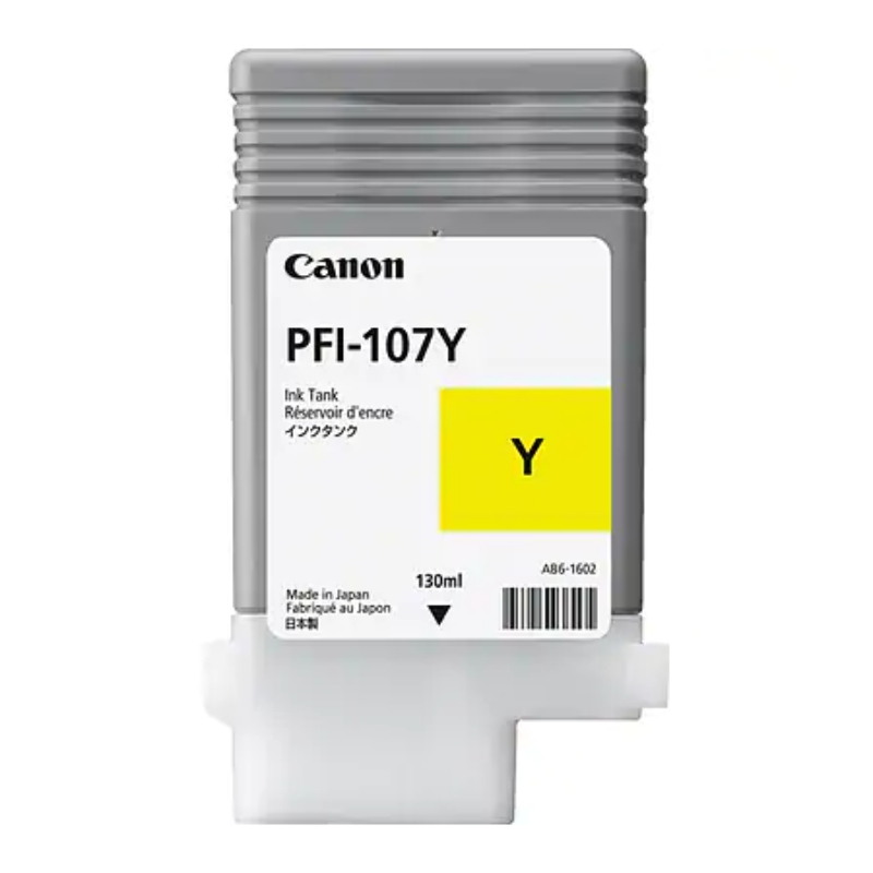 Køb Canon PFI -107Y  blækpatron - Original - Gul 130 ml - Pris 717.00 kr.