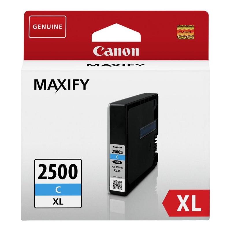 Køb Canon PGI 2500 XL C cyan Pigment blækpatron, Original 19 ml - Pris 239.00 kr.