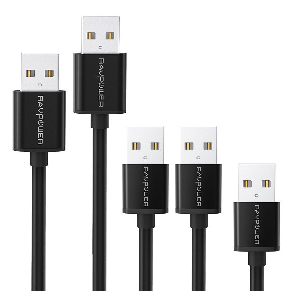 Billede af RAVPower 5 x USB 2.0 til Micro USB kabelpakke (0.3 m + 2 x 0.9 m + 1.8 m + 3.0 m), Sort