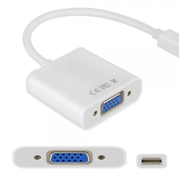 SERO Mini DisplayPort/Thunderbolt til VGA Adapter, 1080P