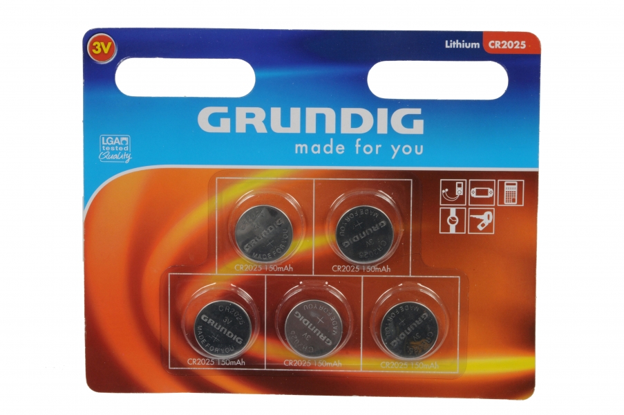 Grundig, Lithium CR2025, 3V, 5 stk