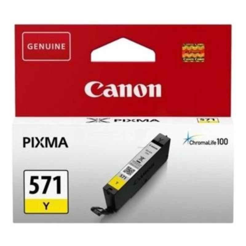 Køb Canon CLI 571 Y  blækpatron - Original - Gul 7 ml - Pris 139.00 kr.