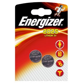 Se Energizer Lithium 3,0V CR2025 batteri, 2 stk hos Randomshop