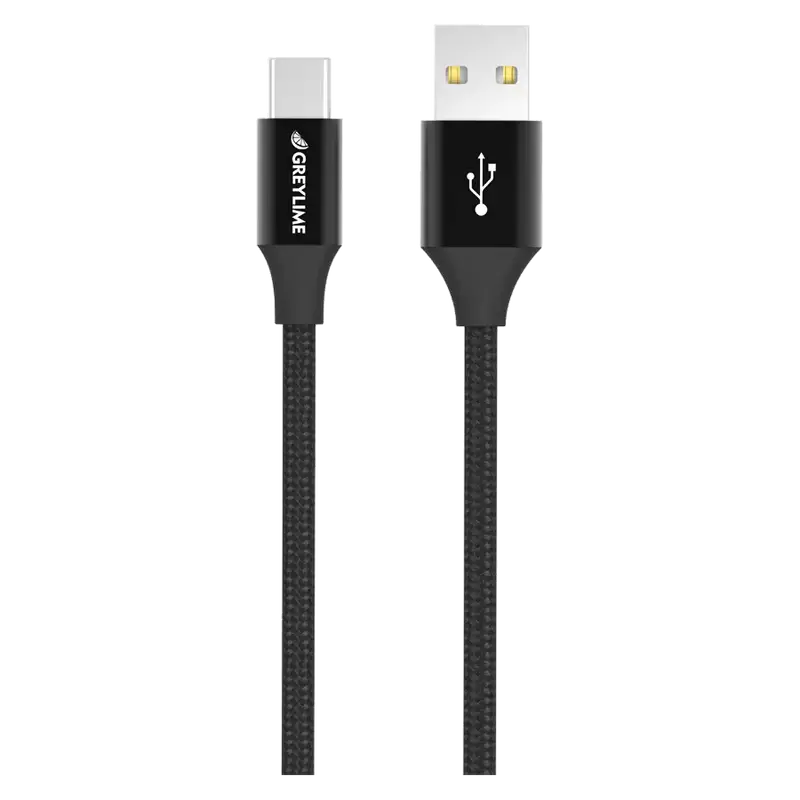Billede af GreyLime Braided USB-A til USB-C Kabel Sort 2 m