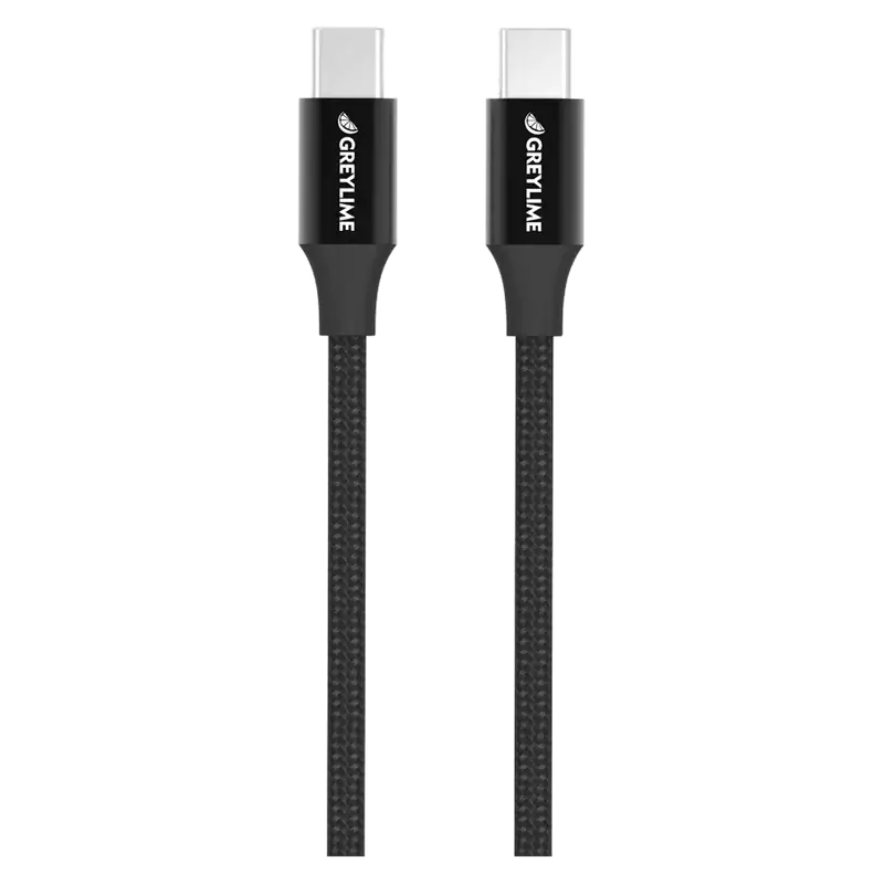 Se GreyLime Braided USB-C til USB-C 60W Kabel Sort 1 m hos Randomshop