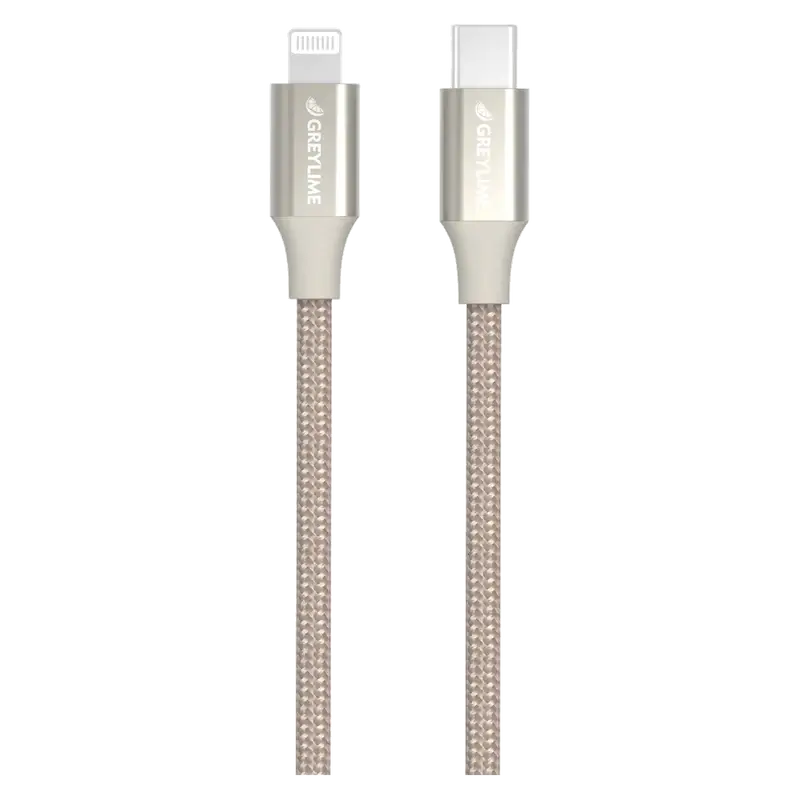 Billede af GreyLime Braided USB-C til MFi Lightning Kabel Beige 1 m hos Randomshop