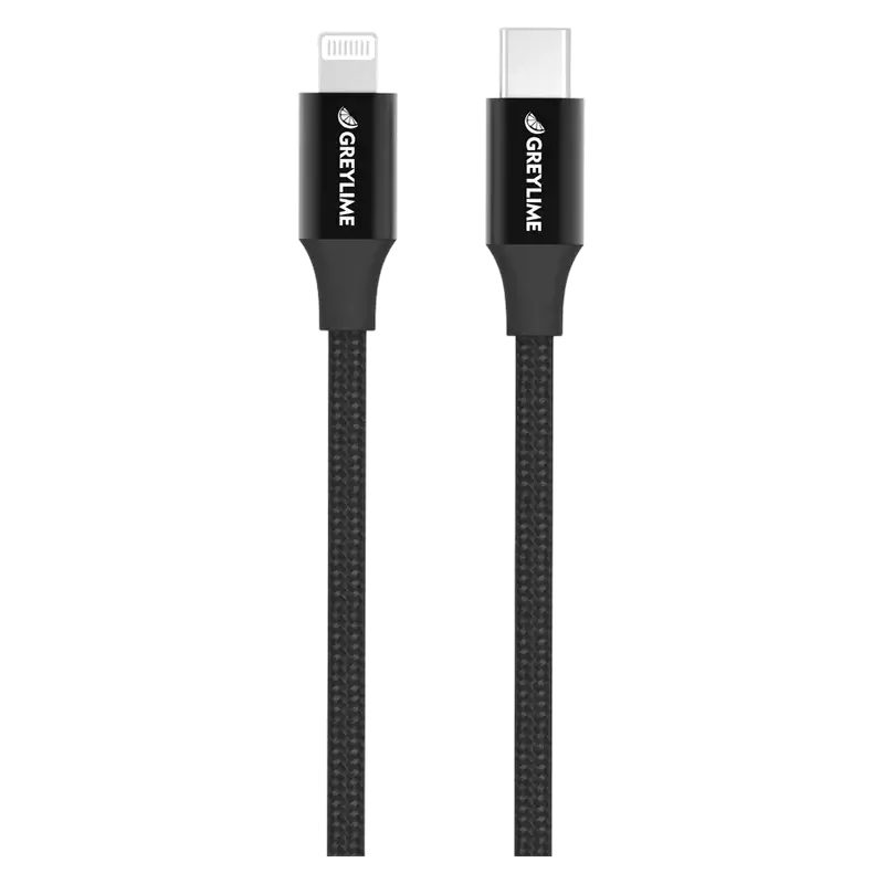 GreyLime Braided USB-C til MFi Lightning Kabel Sort 1 m thumbnail
