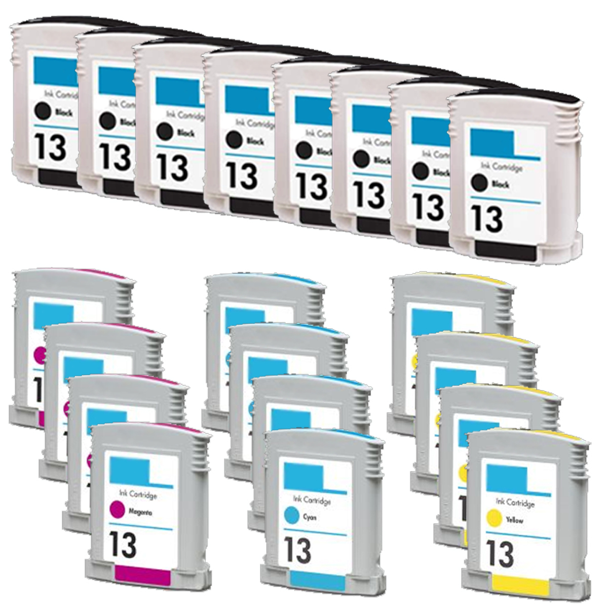 Køb HP 13 combo pack 20 stk  blækpatron - Kompatibel - BK/C/M/Y 420 ml - Pris 1359.21 kr.
