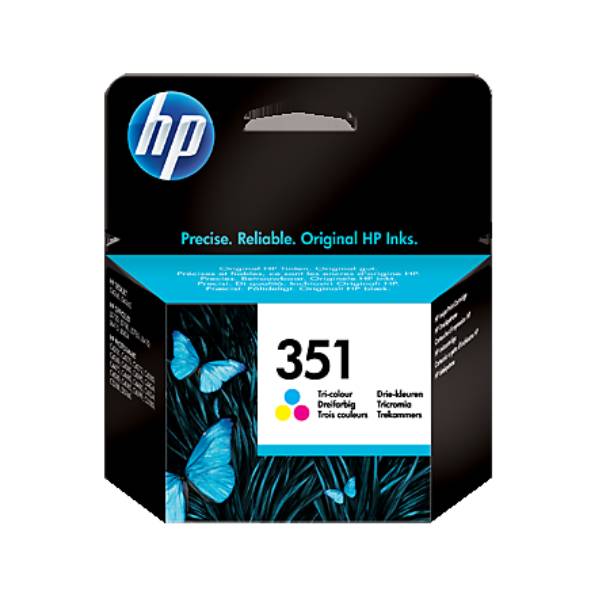 Køb HP 351 CMY (CB337EE) med chip, 3 farve blækpatron, Original, 3, 5 ml - Pris 339.00 kr.