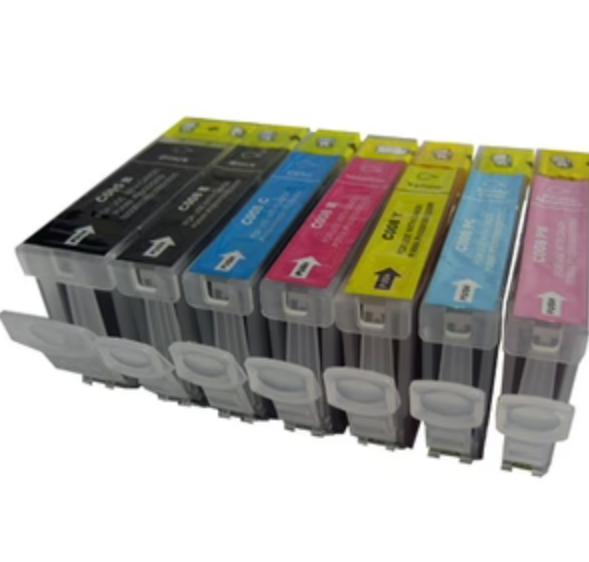 Køb Pixojet refill blæk Canon PGI-5 / CLI-8, 7-farvet patronsæt 112 ml - Pris 237.00 kr.