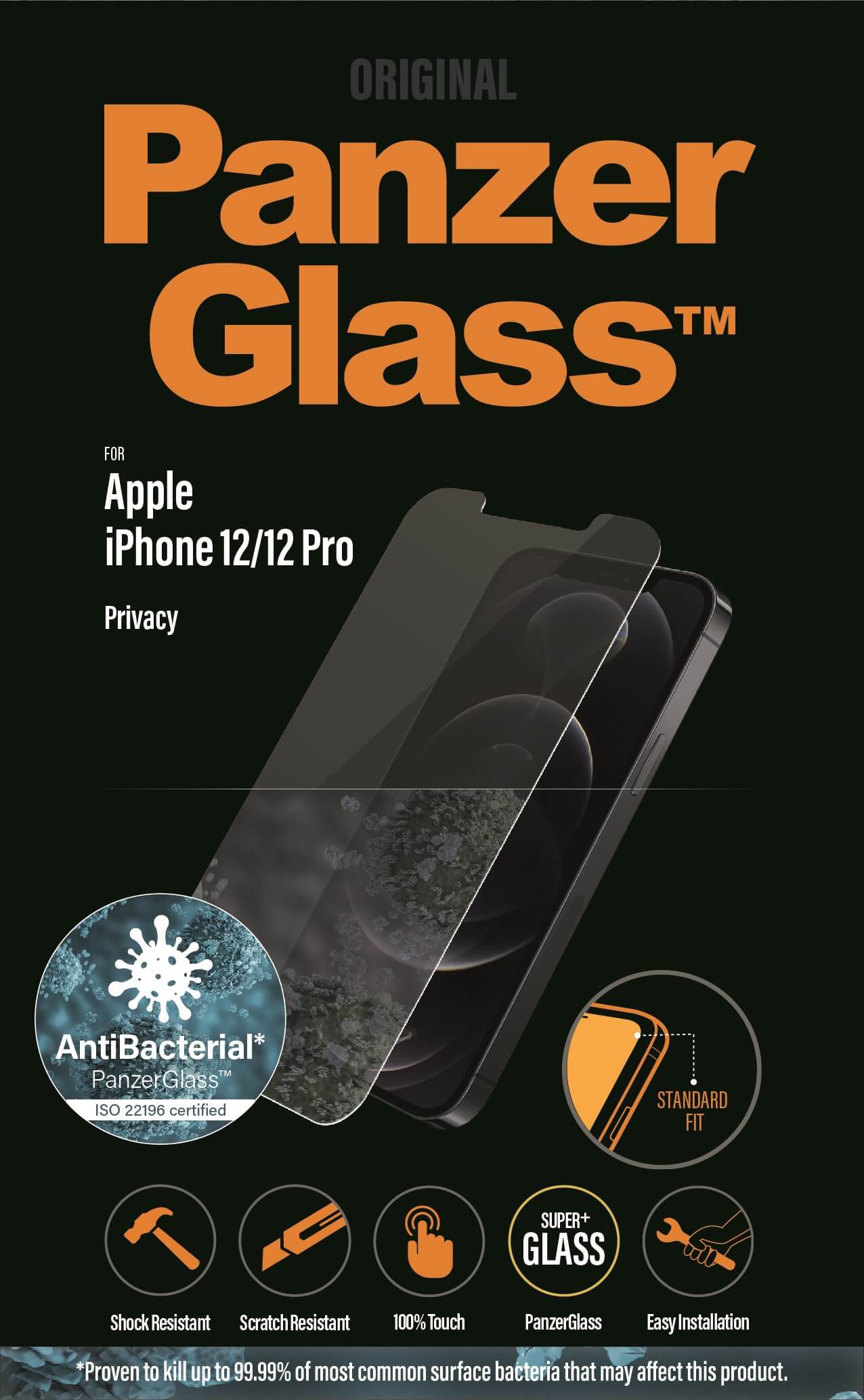 PanzerGlass Apple iPhone 12/12 Pro Privacy, antibactriel effekt thumbnail