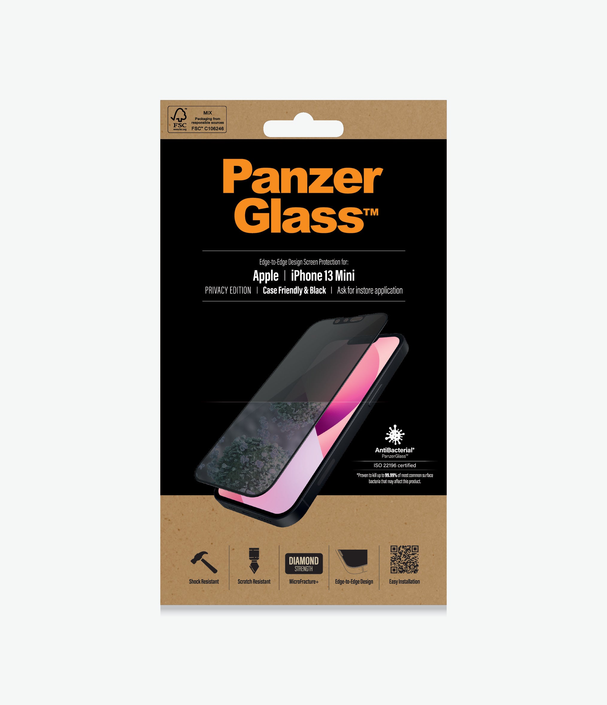 Billede af PanzerGlass iPhone 13 Mini - Privacy, sort