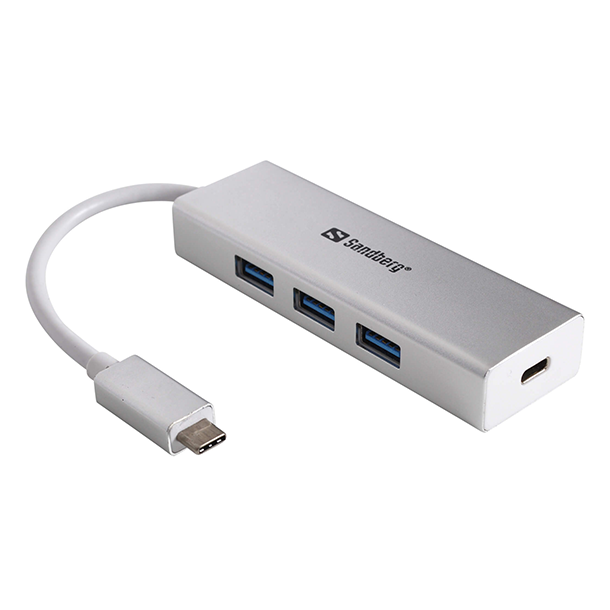 image of Sandberg USB-C to 3 x USB 3.0 Converter, Hvid