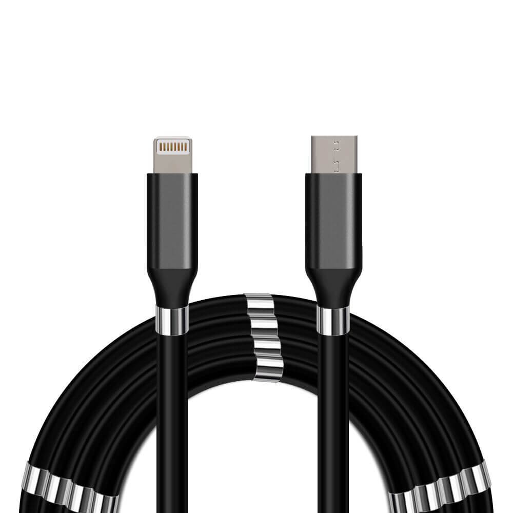 Se SERO QC magnetisk kabel, USB-C til Lightning, 2m, sort hos Randomshop
