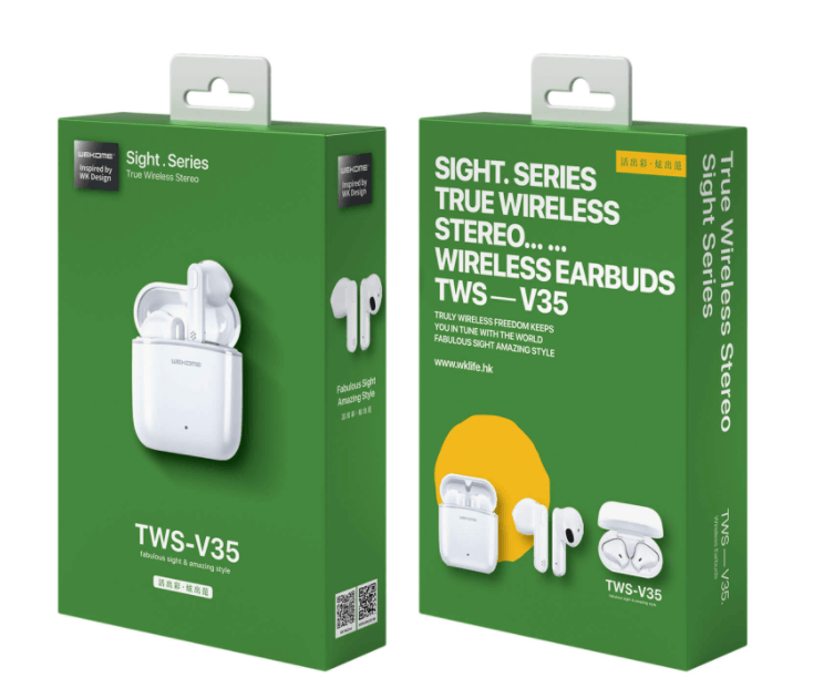 SERO trådløse In-ear høretelefoner TWS35 LED display, Hvid - SERO Elektronik - Pixojet.dk