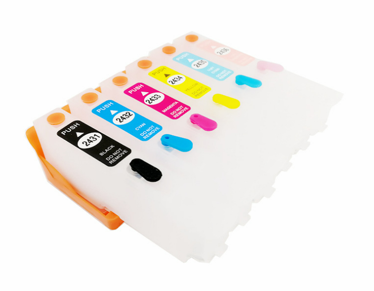 Køb Pixojet refill blæk Epson T2431-2436, 6-farvet patronsæt 180 ml - Pris 433.00 kr.
