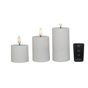 LED blockljus - utomhus blockljus, (dia 5,2 cm) vit, 3-pack inkl.fjärrkontroll