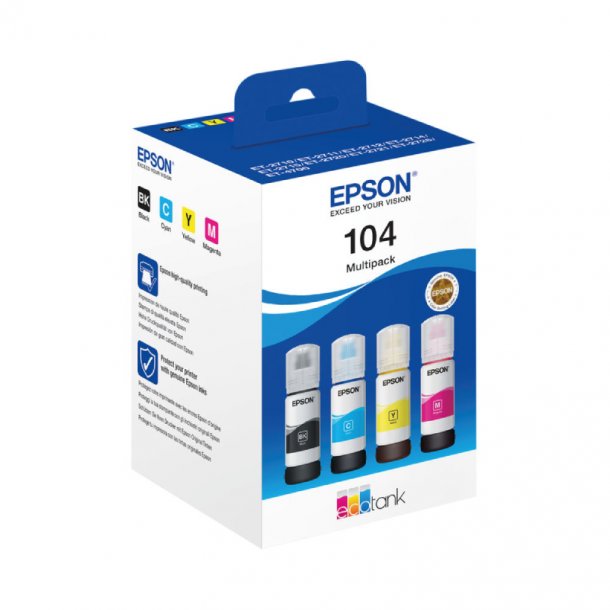 Epson T104 Combo Pack 4 pcs EcoTank Ink Cartridge - C13T00P640 Original - BK/C/M/Y 280 ml